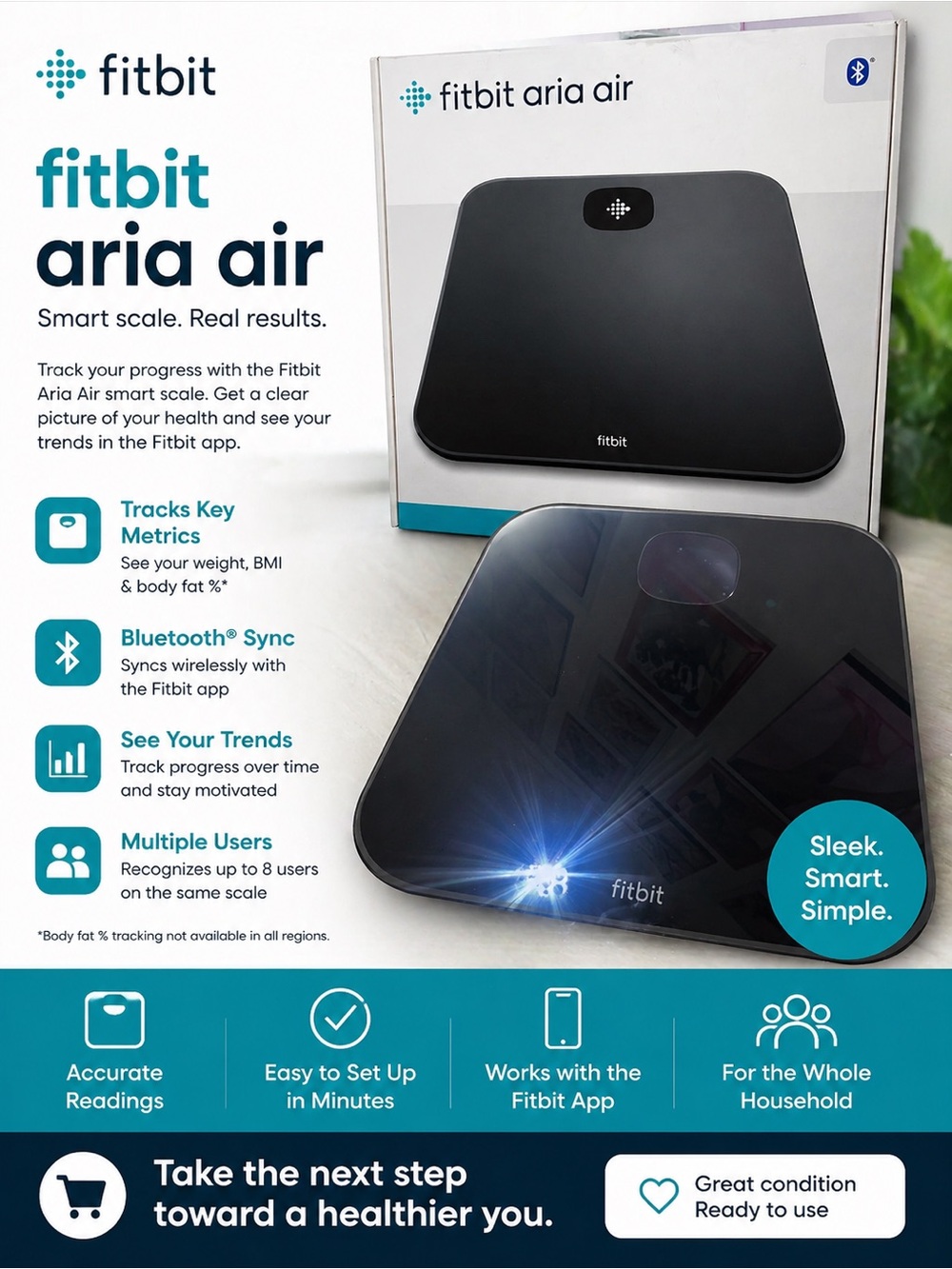 fitbit aria air digital smart scale in black